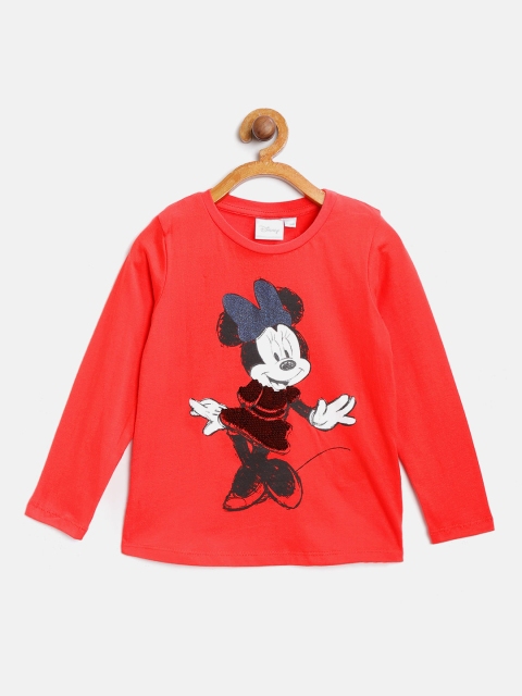 

COOL CLUB Girls Red Minnie Mouse Print T-Shirt with Flip Sequinned Detail