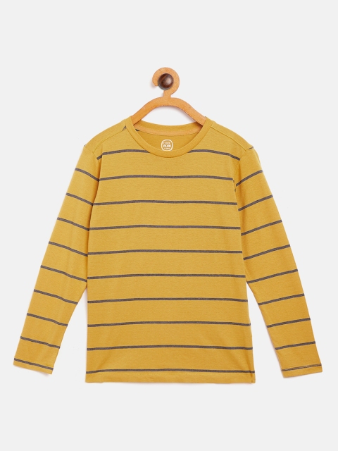 

COOL CLUB Boys Mustard & Charcoal Grey Striped T-shirt