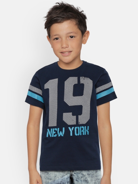 

COOL CLUB Boys Navy Blue Printed Round Neck T-shirt