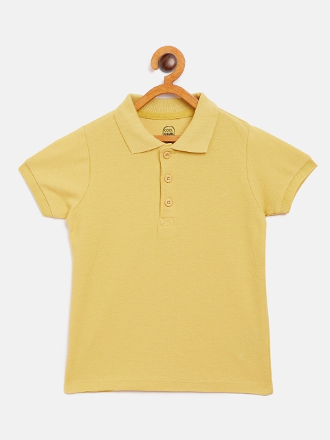 

COOL CLUB Boys Yellow Solid Polo Collar T-shirt