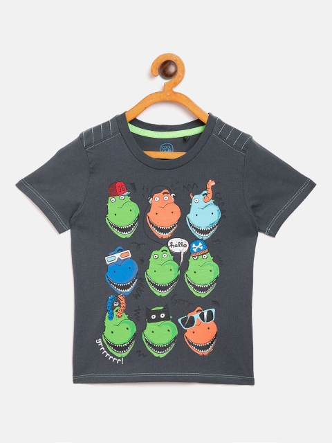 

COOL CLUB Boys Charcoal Grey Printed Round Neck T-shirt