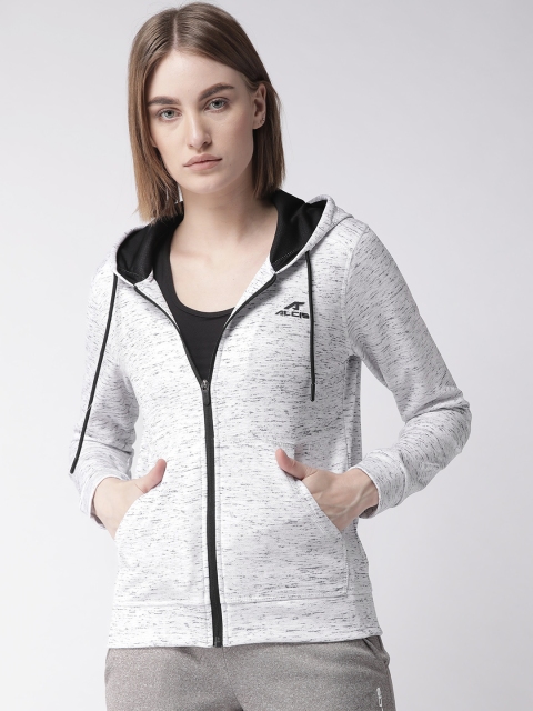 

Alcis Women Off-White Self Design Hooded Sporty Jacket