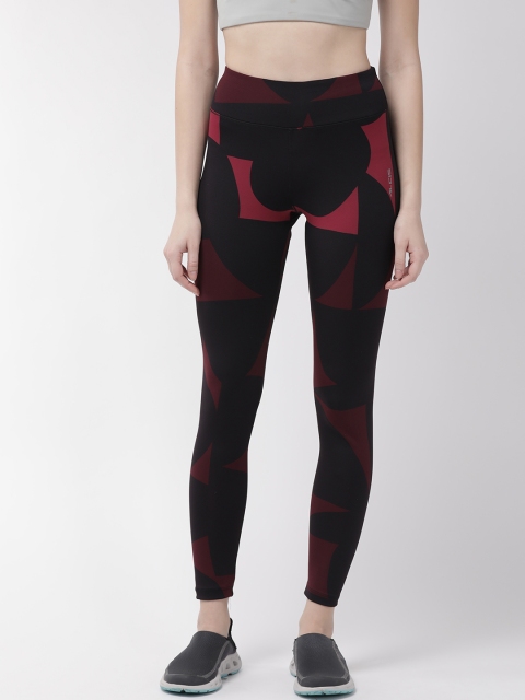 

Alcis Women Black & Magenta Printed Cropped Tights