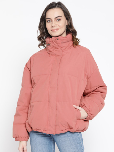 

AMERICAN EAGLE OUTFITTERS Women Pink Solid Hooded Puffer Jacket