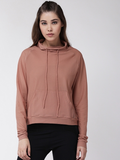 

Fitkin Women Beige Self Design Relaxed Fit Lightweight Turtle Neck Training T-shirt