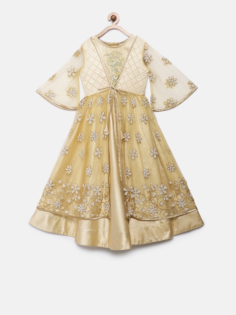 

Rianna Girls Beige Embellished Maxi Dress