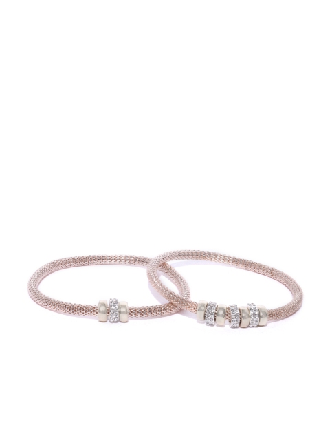 

Forever New Set of 2 Rose Gold-Toned Stone Studded Elasticated Bracelets
