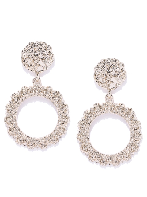 

Forever New Muted Gold-Toned Textured Circular Drop Earrings