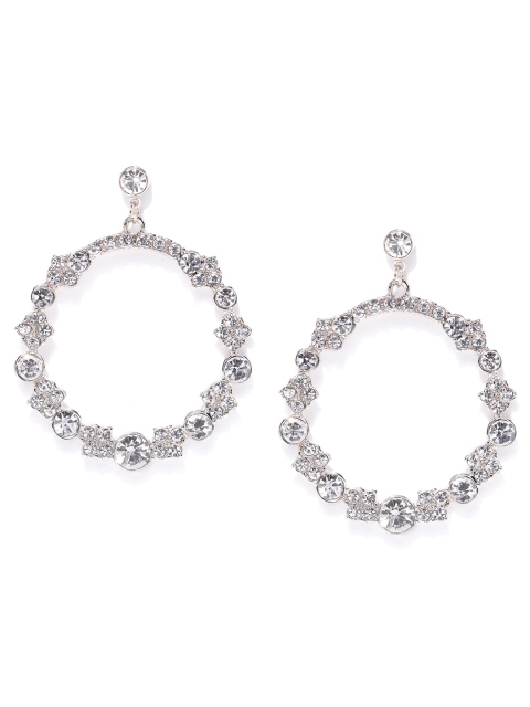 

Forever New Muted Gold-Toned Stone Studded Circular Drop Earrings