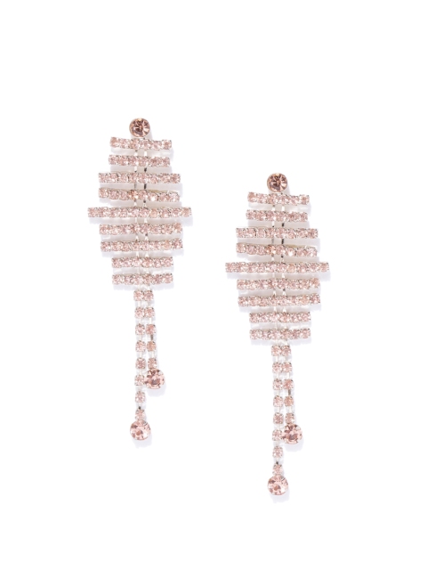 

Forever New Rose Gold-Toned Stone-Studded Contemporary Drop Earrings