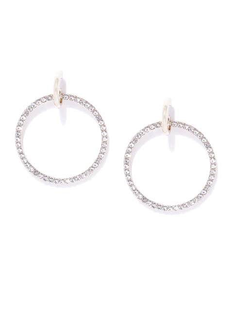 

Forever New Gold-Toned Stone Studded Circular Drop Earrings