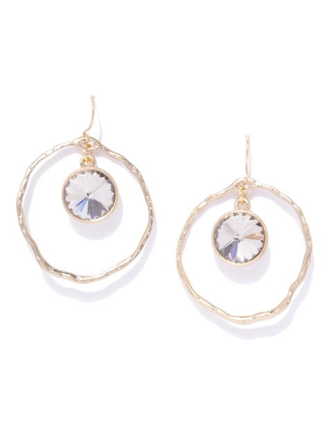 

Forever New Gold-Toned Stone Studded Circular Drop Earrings