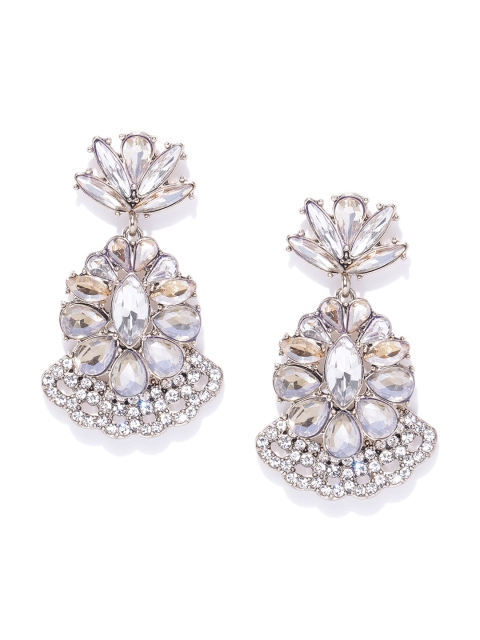

Forever New Gold-Toned Stone-Studded Contemporary Drop Earrings