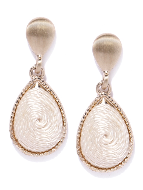 

Forever New Muted Gold-Toned & Off-White Teardrop Shaped Drop Earrings