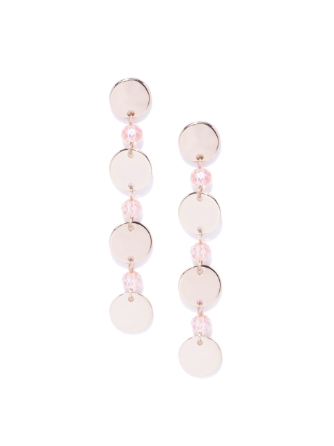 

Forever New Rose Gold-Toned & Pink Beaded Contemporary Drop Earrings