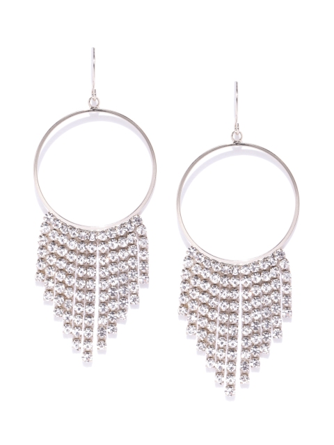 

Forever New Gold-Toned Circular Stone-Studded Chandelier Drop Earrings