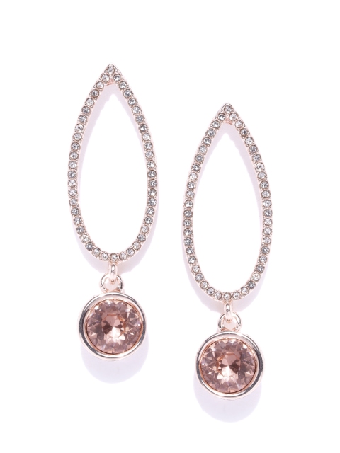 

Forever New Rose Gold Teardrop Shaped Stone-Studded Drop Earrings