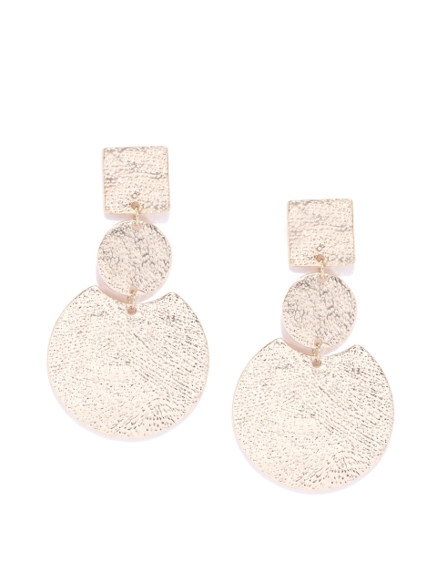 

Forever New Gold-Toned Textured Geometric Drop Earrings