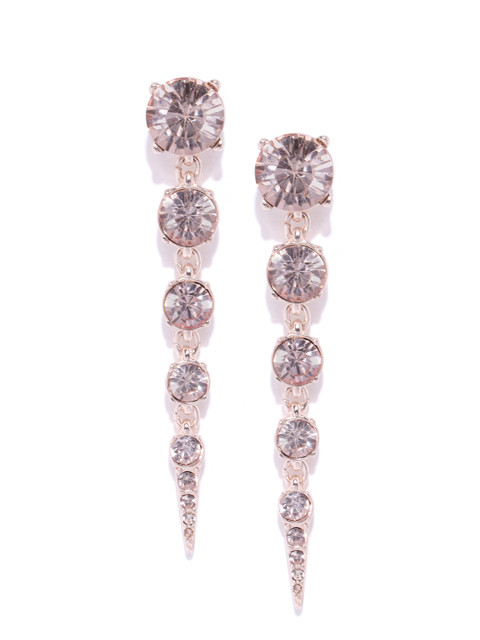 

Forever New Rose Gold-Toned Stone-Studded Contemporary Drop Earrings