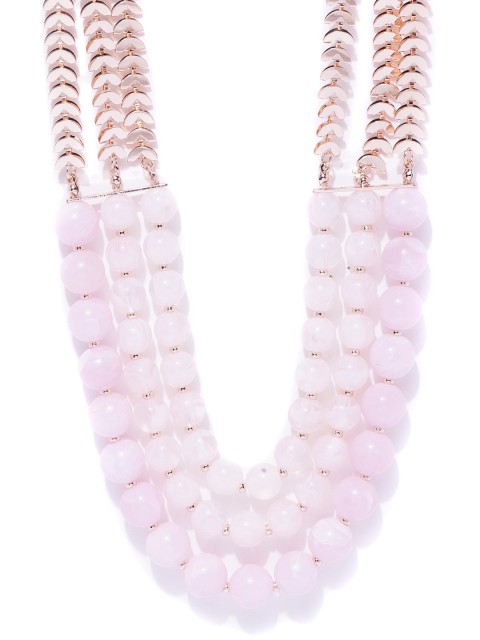 

Forever New Pink & Rose Gold-Toned Beaded Layered Necklace