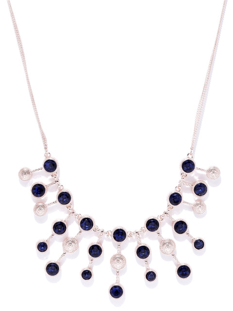 

Forever New Navy Blue & Rose Gold-Toned Stone-Studded Necklace
