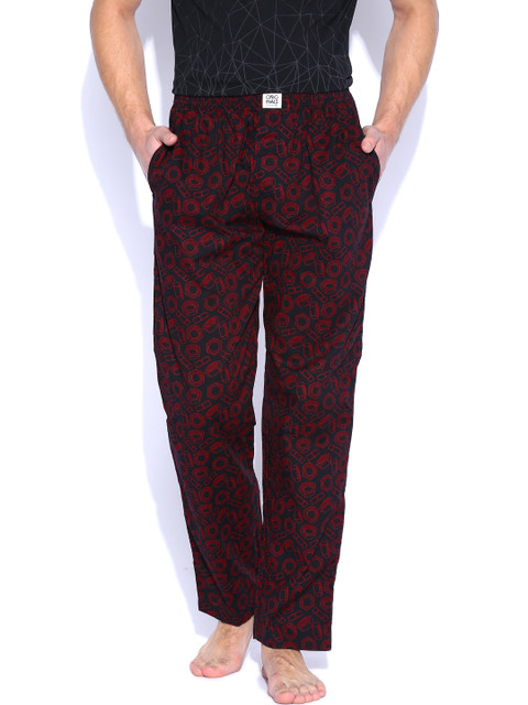 

Jack & Jones Black & Maroon Printed Pyjamas 1751071005
