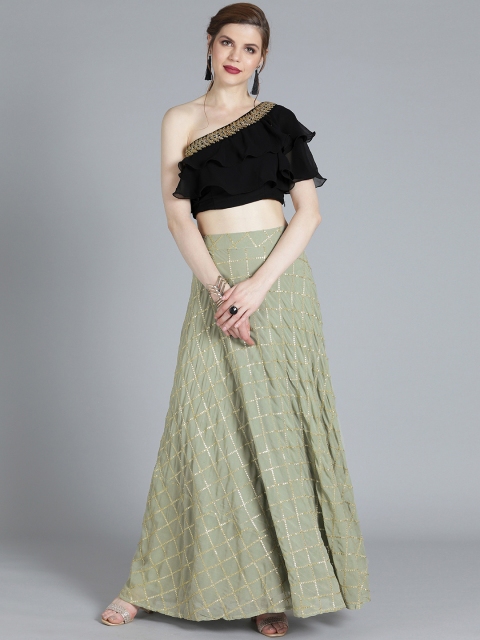 

EthnoVogue Black Made to Measure Lehenga with Blouse