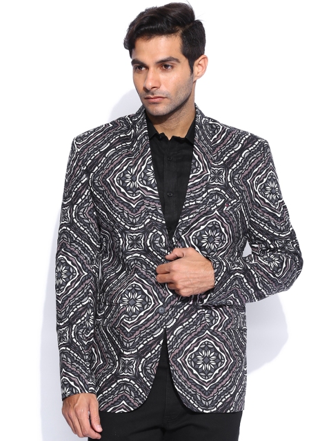 

Pure Cotton Blazer Quarter Grey & Taupe Printed Slim Fit Party Pure Cotton Blazer