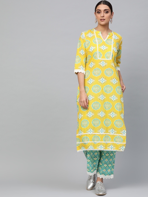 

Libas Women Yellow & Green Printed Kurta with Palazzos