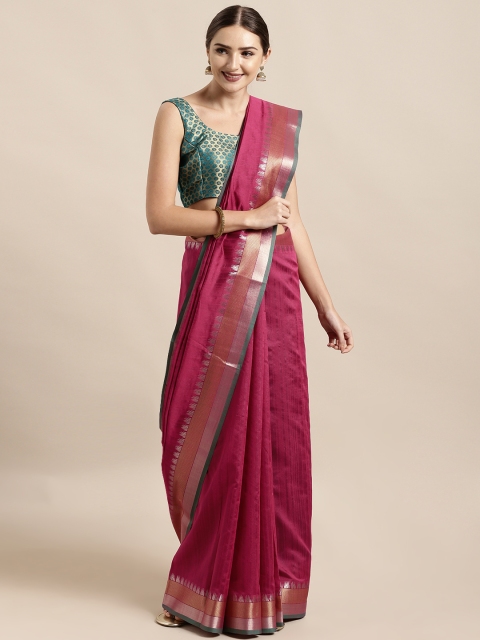 

Mitera Pink Silk Blend Woven Design Chanderi Saree