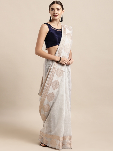 

Mitera Grey Silk Cotton Solid Kanjeevaram Saree