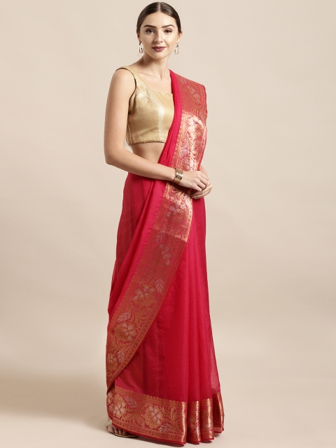 

Mitera Pink Silk Cotton Checked Kanjeevaram Saree