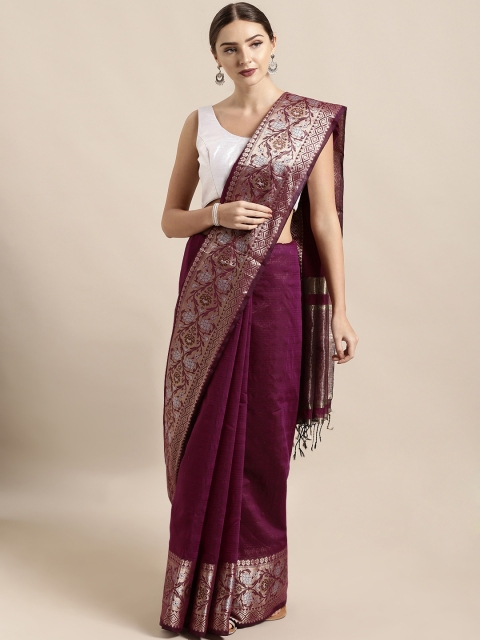 

Mitera Purple Silk Cotton Woven Design Kanjeevaram Saree