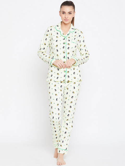 

Nite Flite Women Yellow & Green Printed Night suit
