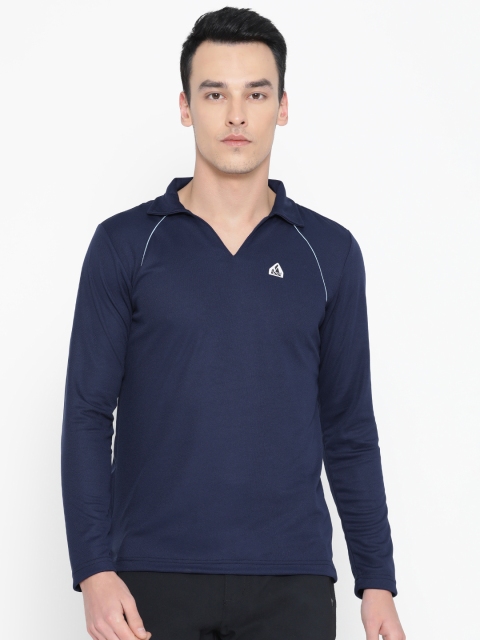 

DS WORLD Men Navy Blue Solid Polo Collar T-shirt