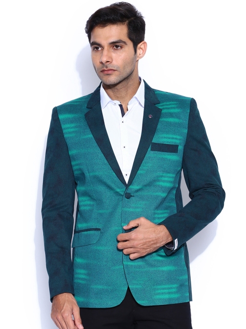 

Pure Cotton Blazer Quarter Green Printed Single-Breasted Slim Pure Cotton Blazer