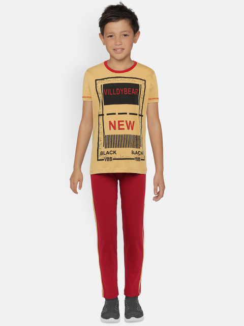 

Todd N Teen Boys Camel Brown Printed T-shirt with Pyjamas