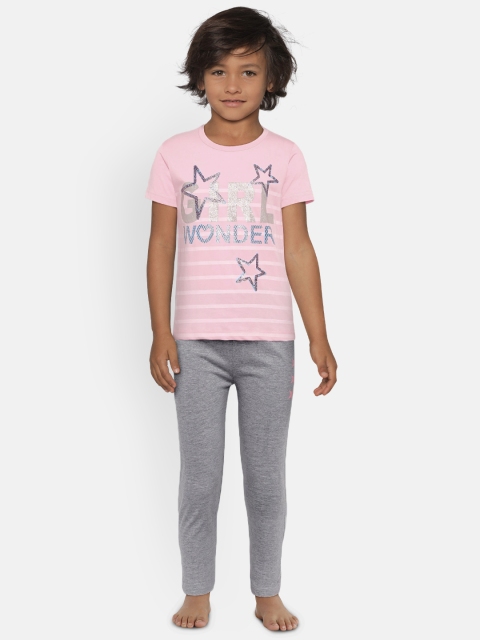 

Todd N Teen Boys Pink & Grey Melange Printed T-shirt with Pyjamas