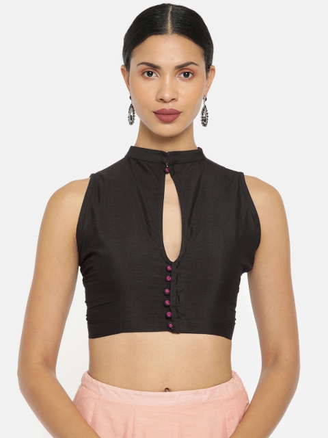 

tantkatha Black Solid Saree Blouse