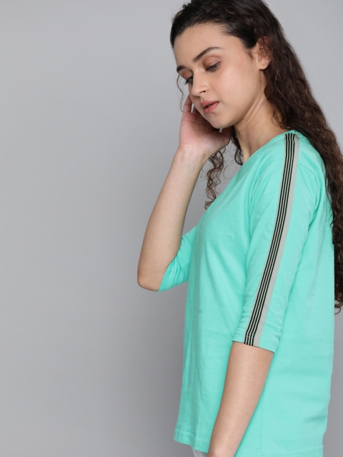 

DILLINGER Women Sea Green Solid Round Neck T-shirt