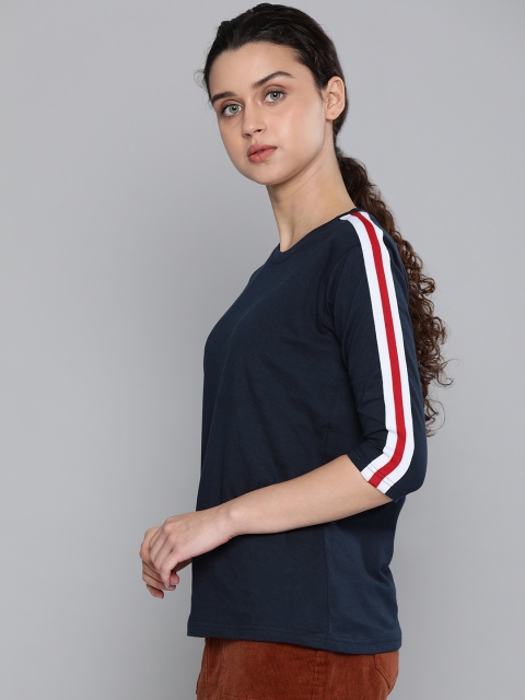 

DILLINGER Women Navy Blue Solid Round Neck T-shirt