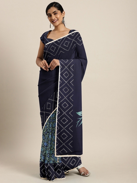 

Triveni Blue & Green Poly Georgette Printed Saree