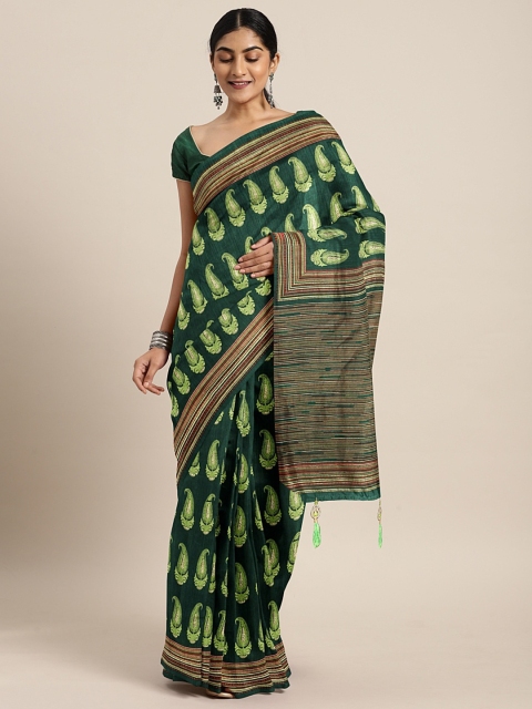 

Triveni Green Printed Poly Silk Saree