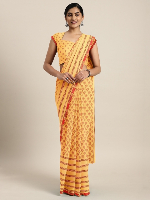 

Triveni Yellow Printed Poly Georgette Saree