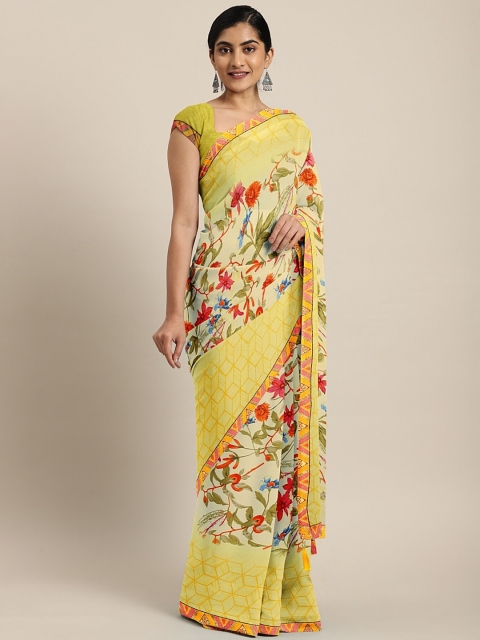 

Triveni Yellow & Orange Poly Georgette Printed Saree