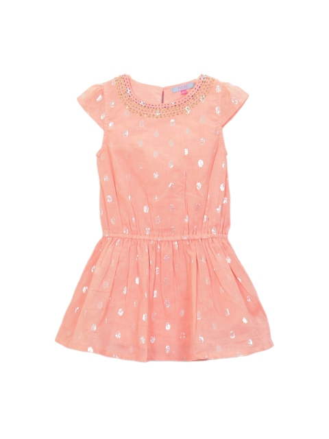 

My Little Lambs Girls Peach-Coloured A-Line Dress