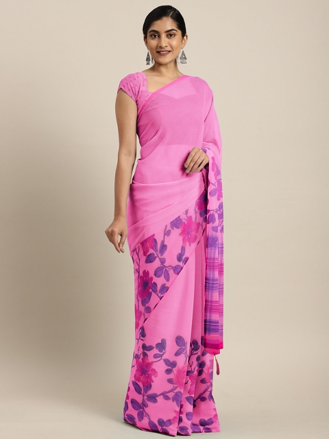 

Triveni Pink Printed Poly Georgette Saree