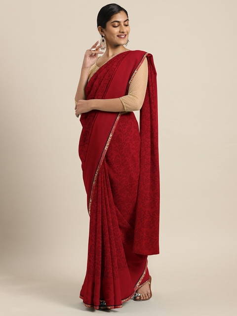 

Triveni Red Printed Poly Georgette Saree