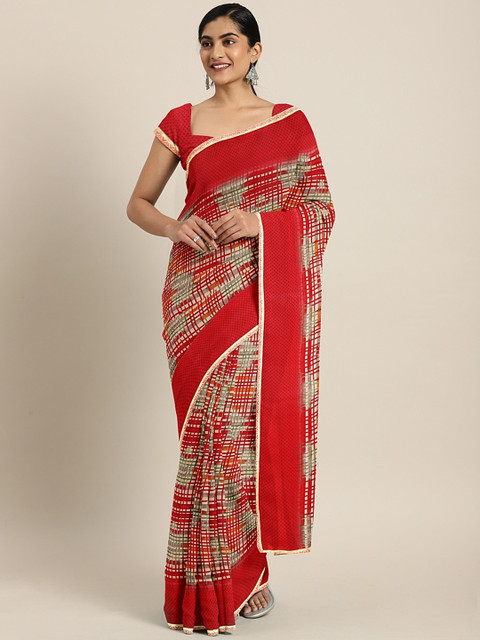 

Triveni Pink Printed Poly Georgette Saree