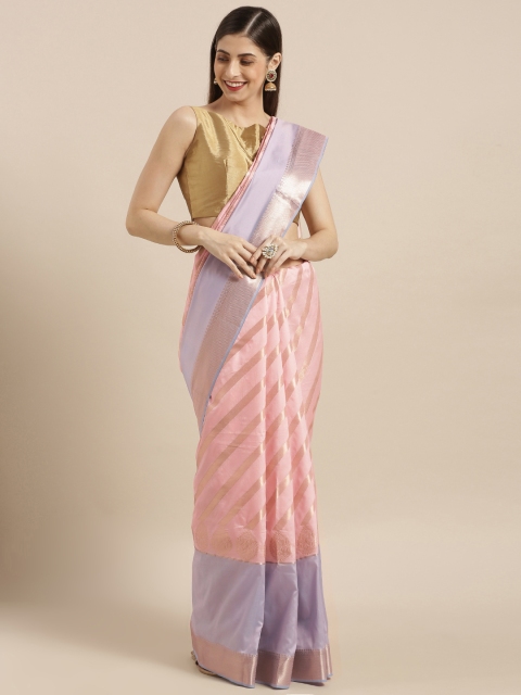 

Varkala Silk Sarees Pink & Lavender Silk Blend Woven Design Kanjeevaram Saree